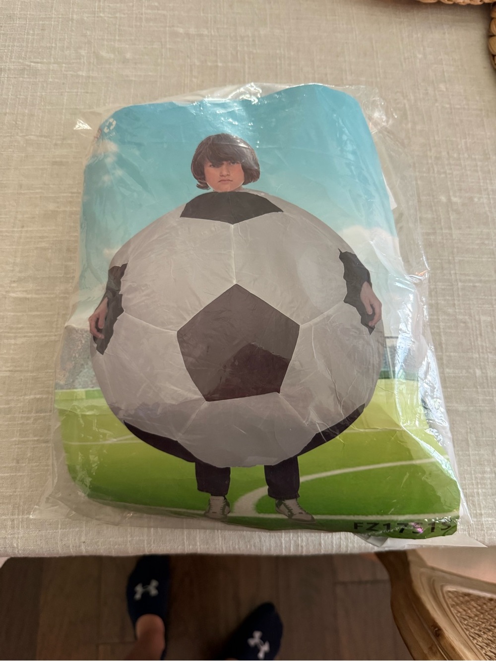 Kids Inflatable Soccer Ball Costume - White and Black
